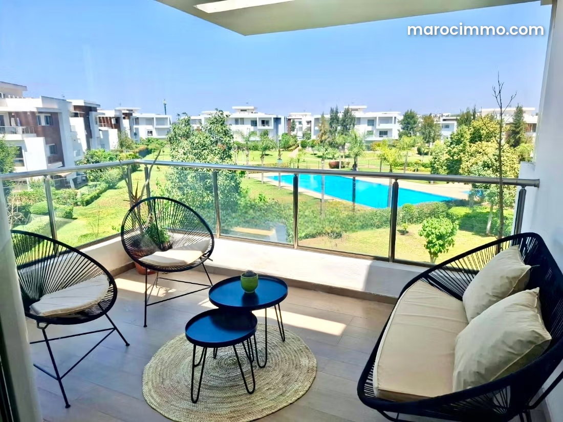 Furnished 150 m² Apartment with Swimming Pool, Central Bouskoura — Bouskoura