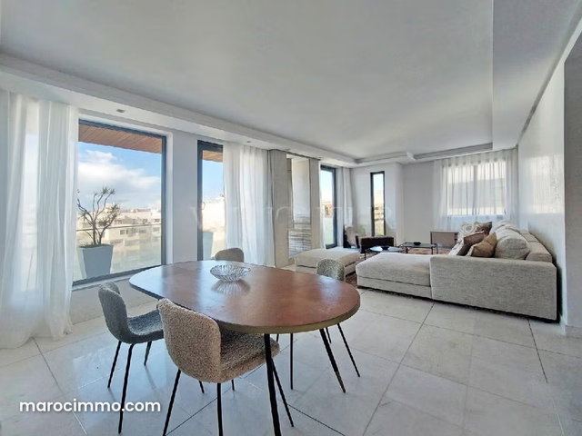 Location appartement meublé moderne 3chambres avec terrasse Racine, Casablanca — 2
