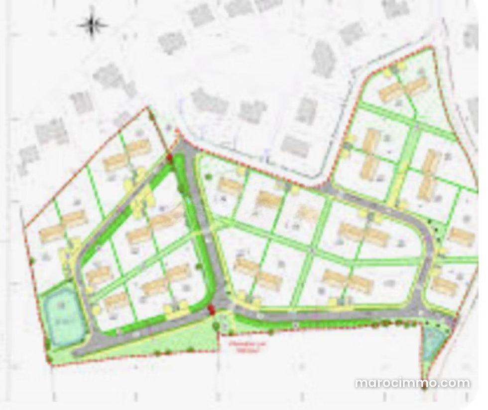 Serviced 18-hectare land plot, Ain Aouda, R+2 subdivision file ready — Ain Aouda