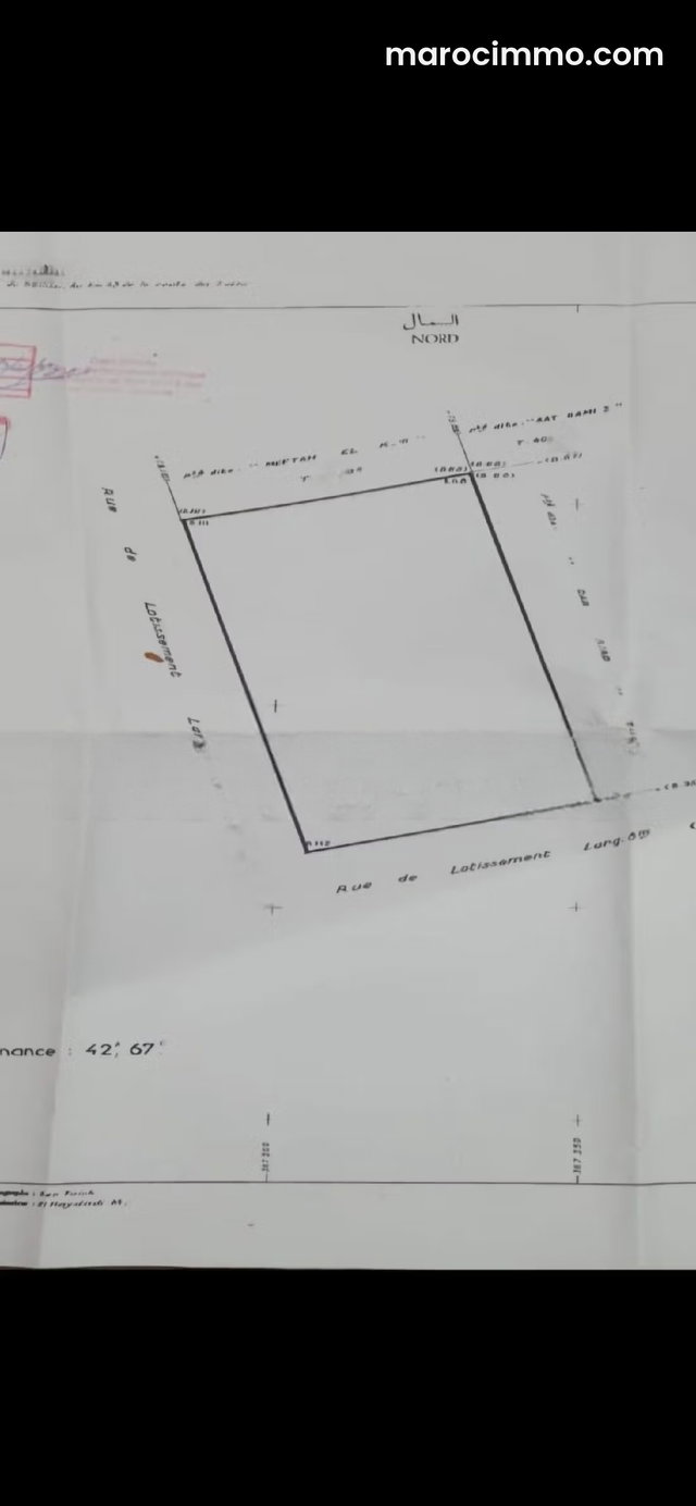 Vente de terrain à Souissi, bir kacem. Superficie 4267 m² — 2