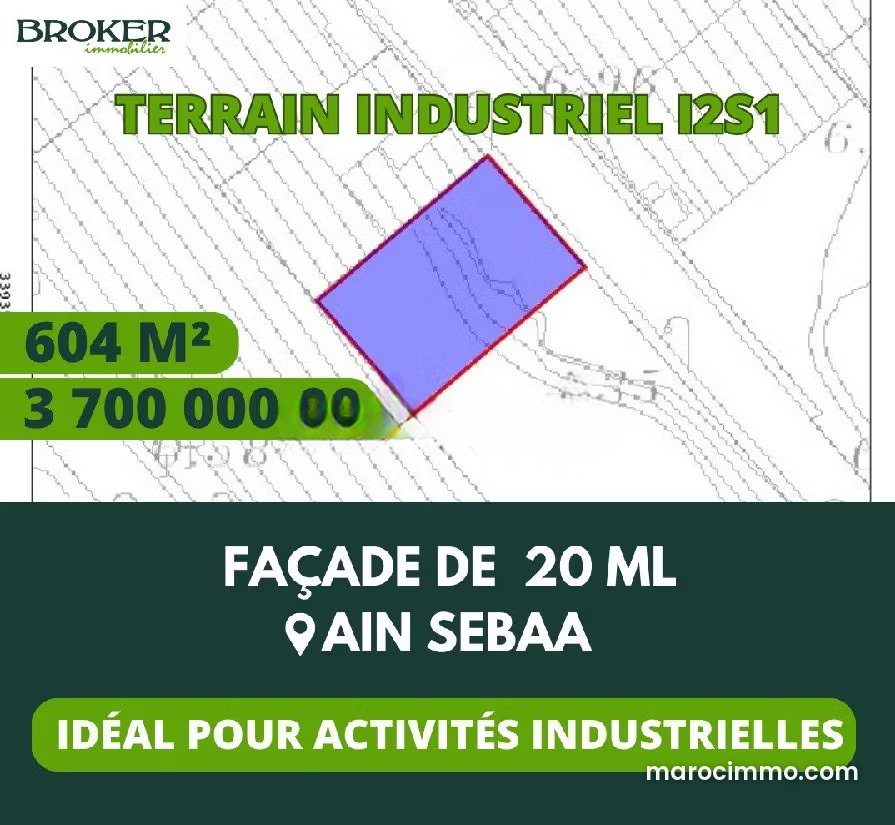 Terrain industriel 604 m² à vendre Ain Sebaa Casablanca — Casablanca