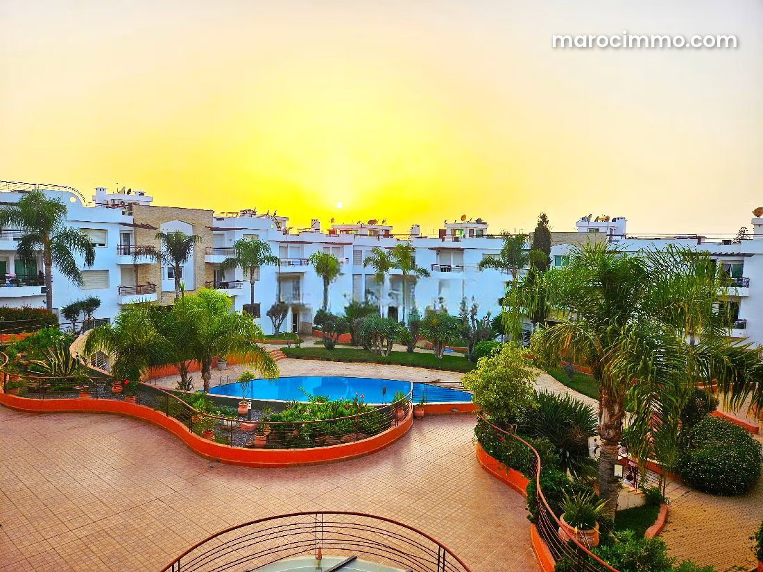 Furnished Apartment with Swimming Pool and Sea View in Harhoura, Temara — Temara