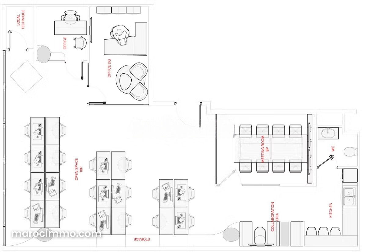 Furnished 118 sqm Office for Rent, Casablanca Finance City — Casablanca