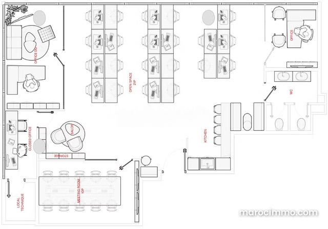 Location bureau haut standing aménagé et meublé 136m2 CFC, Casablanca — الدار البيضاء