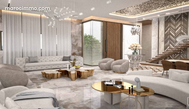 Villa Haut de Gamme à Vendre – Route de l’Ourika Marrakech, 4 Suites, Hammam, Piscine et Rooftop avec Bar d’Été — مراكش