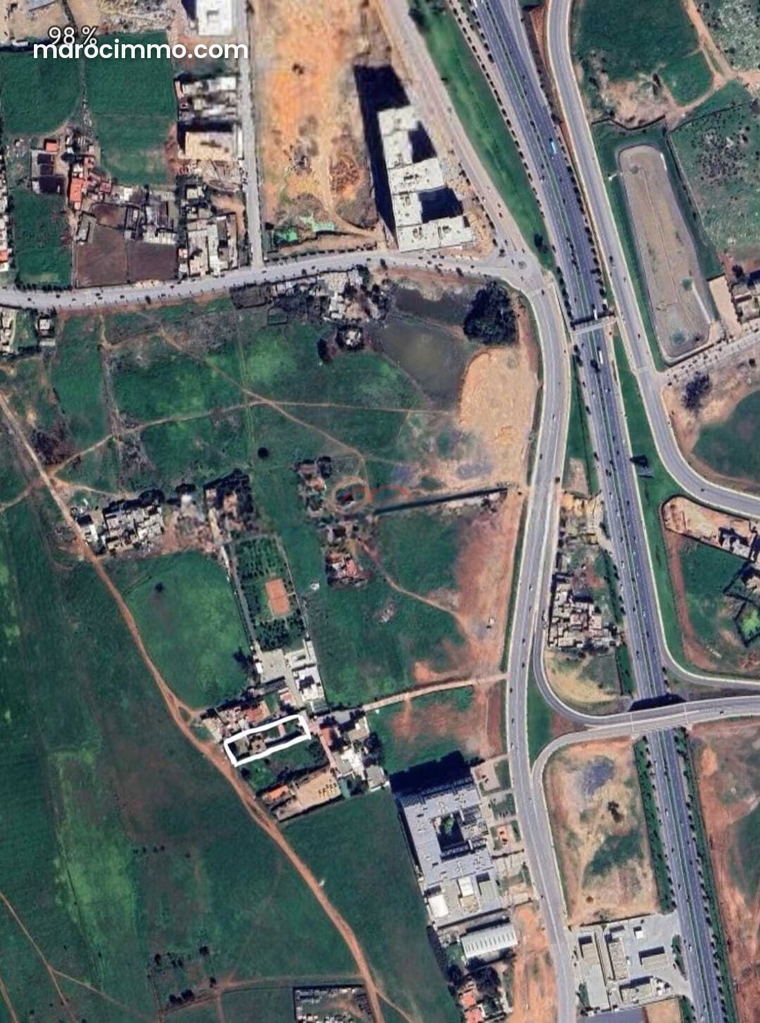 1,606 m² Commercial Land with Three Street Frontages, Central Bouskoura — Bouskoura