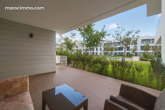 Location appartement meublé moderne en rez de jardin, Bouskoura ville verte — بوسكورة