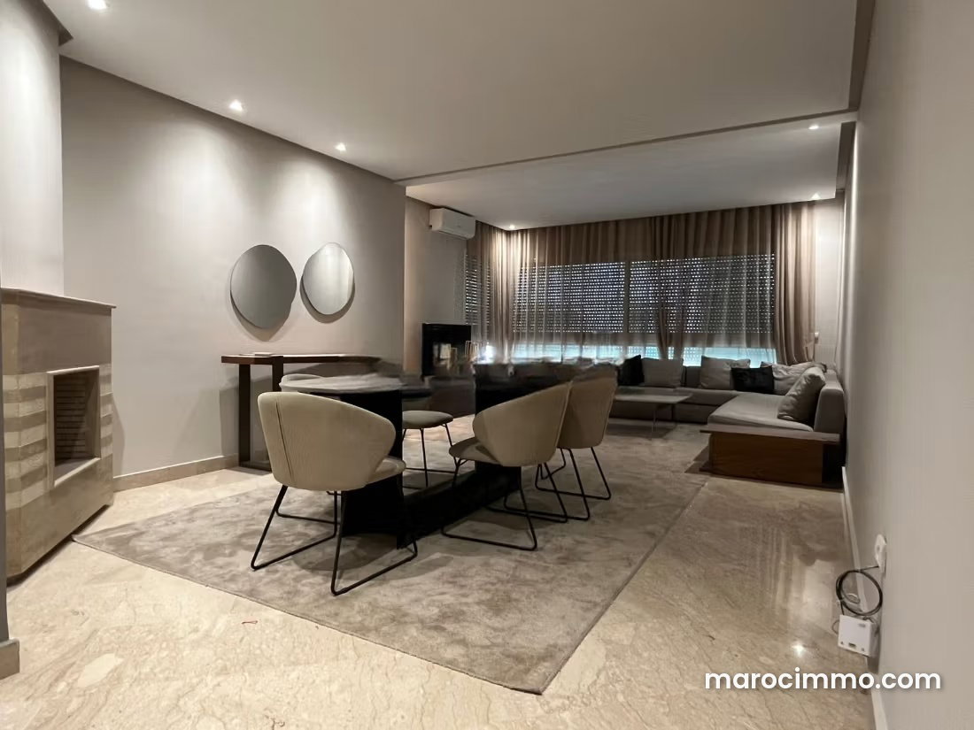 Furnished 138 sqm Apartment, 3 Bedrooms, Racine, Casablanca — Casablanca