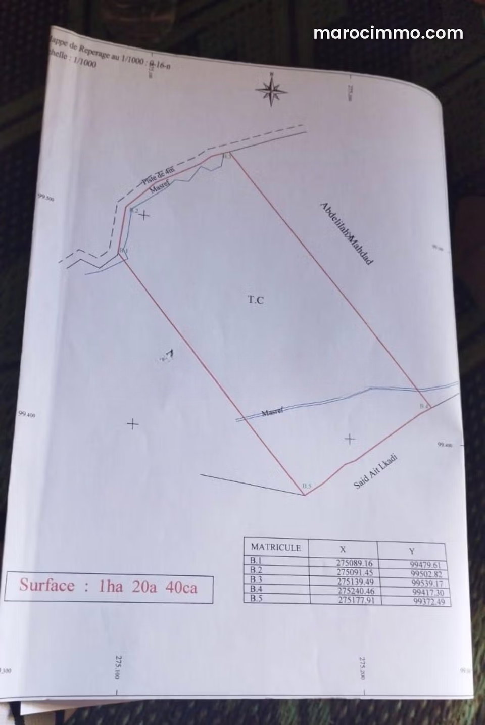 Terrain en vente à Tamazouzte. Superficie 12000 m²