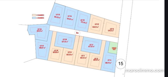 Terrain D2 titré 8000 m² – Projet 14 villas — Essaouira