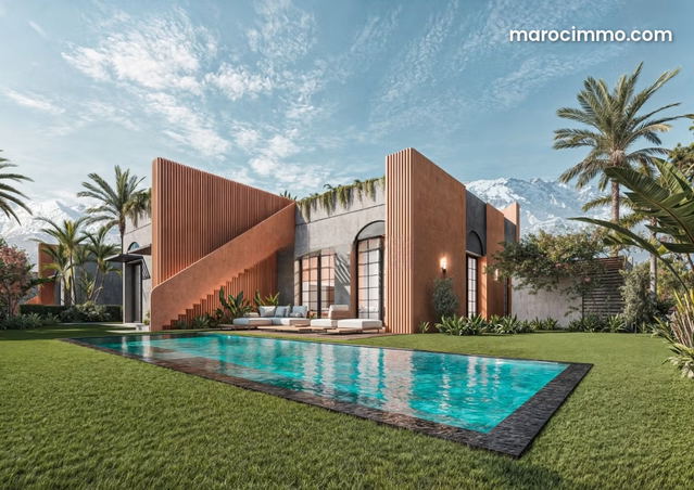 Villas neuves plains pieds en vente Marrakech route Ourika piscine privée — Marrakech