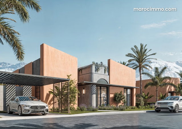 Villas neuves plains pieds en vente Marrakech route Ourika piscine privée — 2