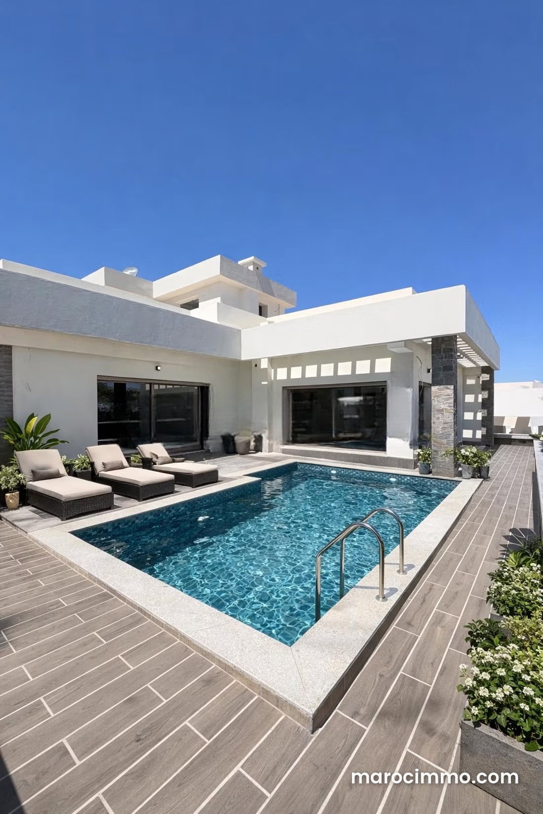 Penthouse vue mer à Sania, Tanger : terrasse et piscine privée — Tangier