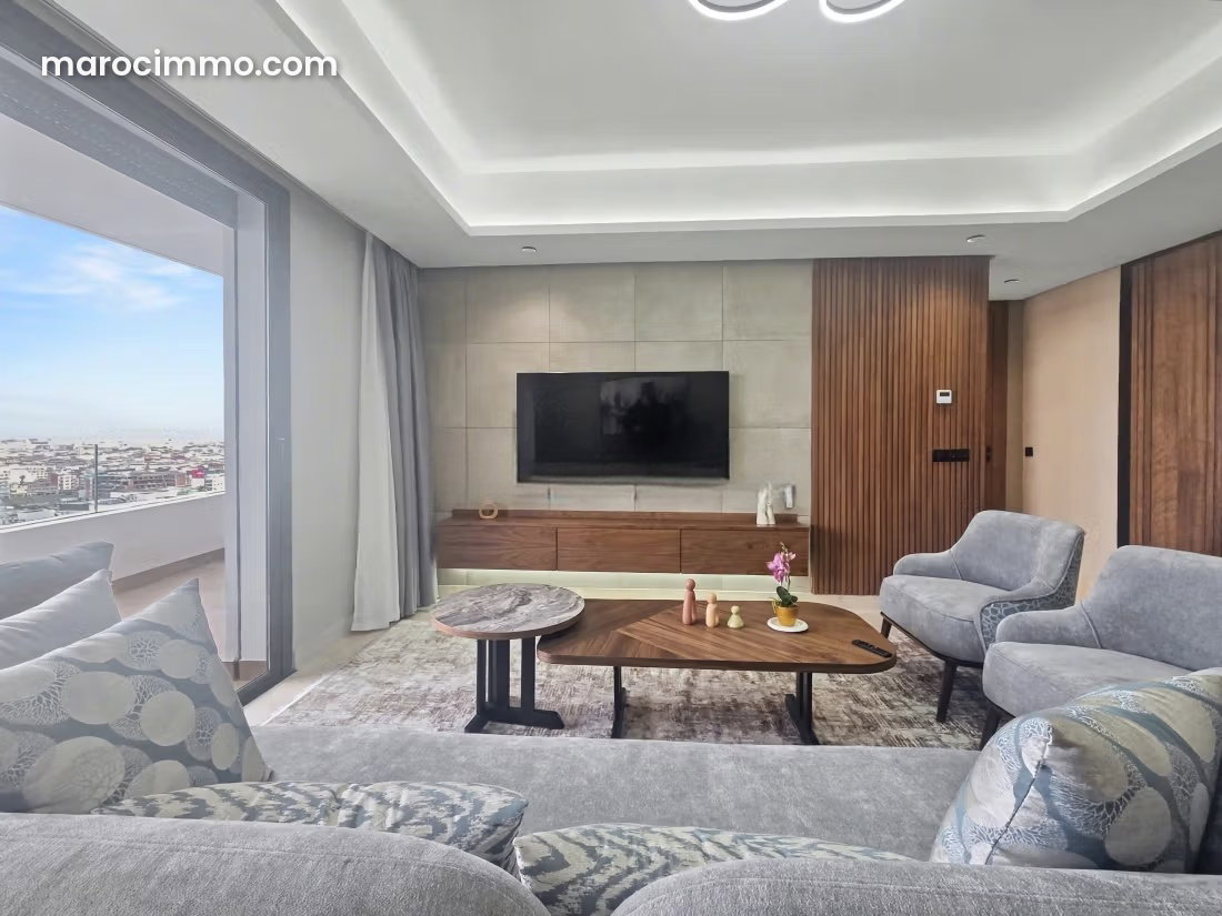 Furnished 129 sqm duplex, 2 bedrooms, panoramic terraces, Casablanca Finance City — Casablanca