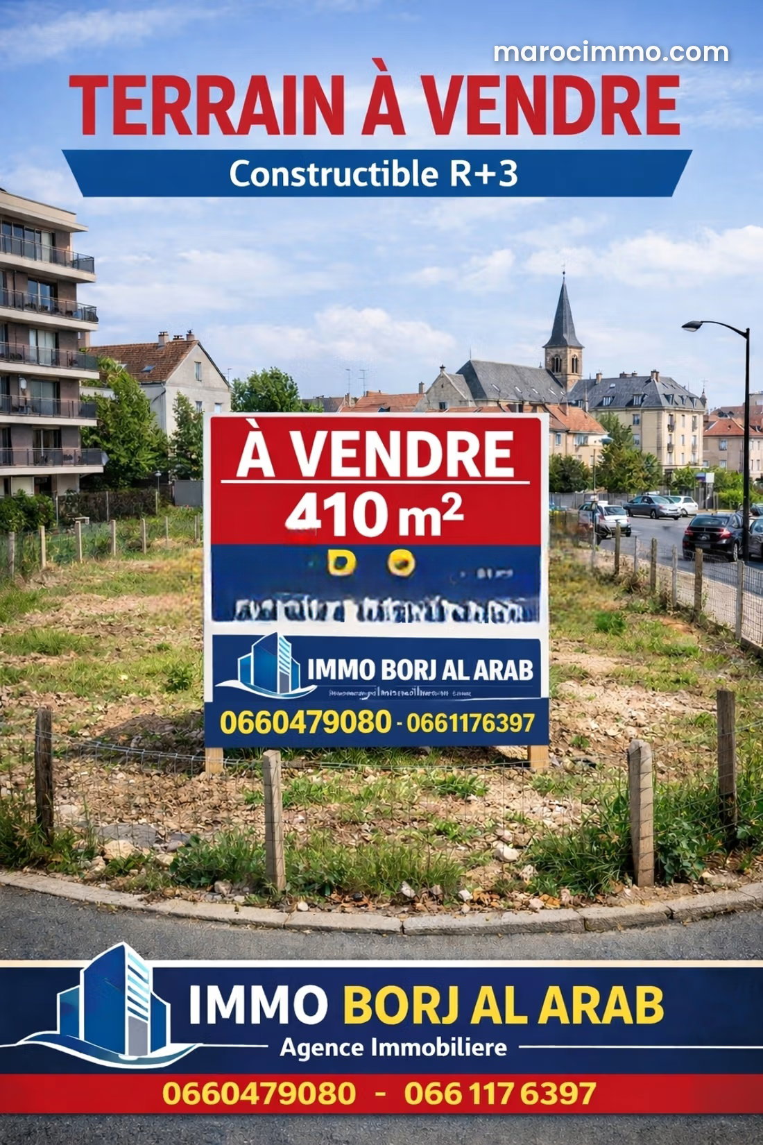Terrain 410 m² Franceville, Casablanca, idéal promotion — Casablanca