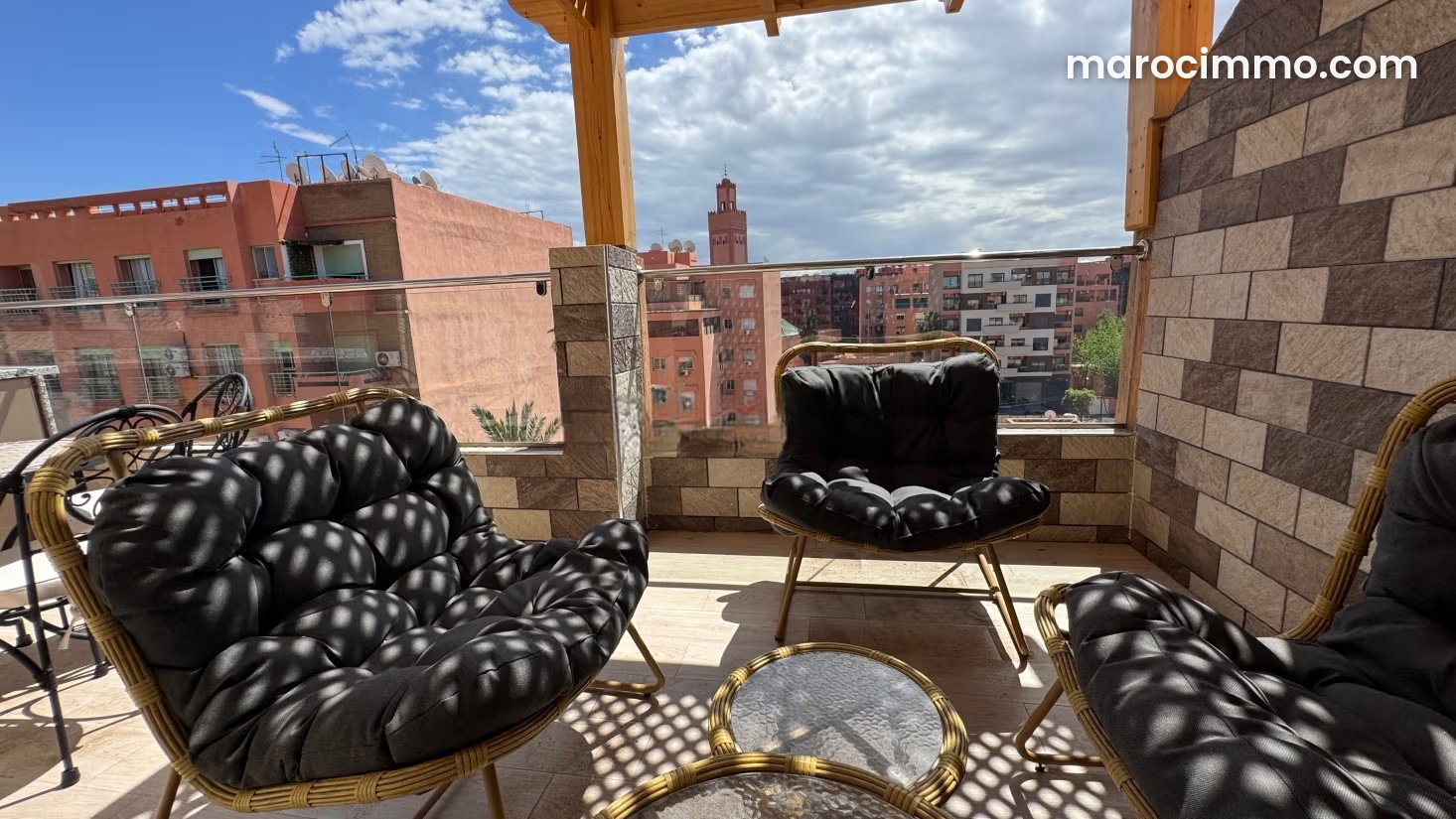 Appartement meublé 68 m², terrasse et vue montagne, Guéliz Marrakech — Marrakech