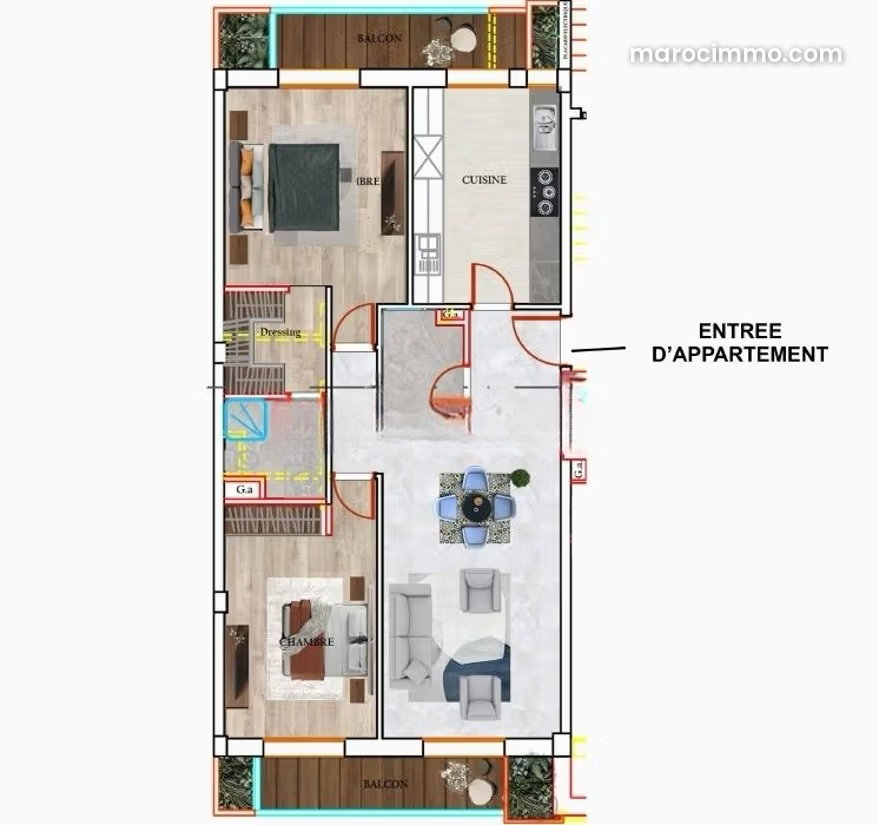 Sea-view apartment in a secure residence in Dar Bouazza — Dar Bouazza