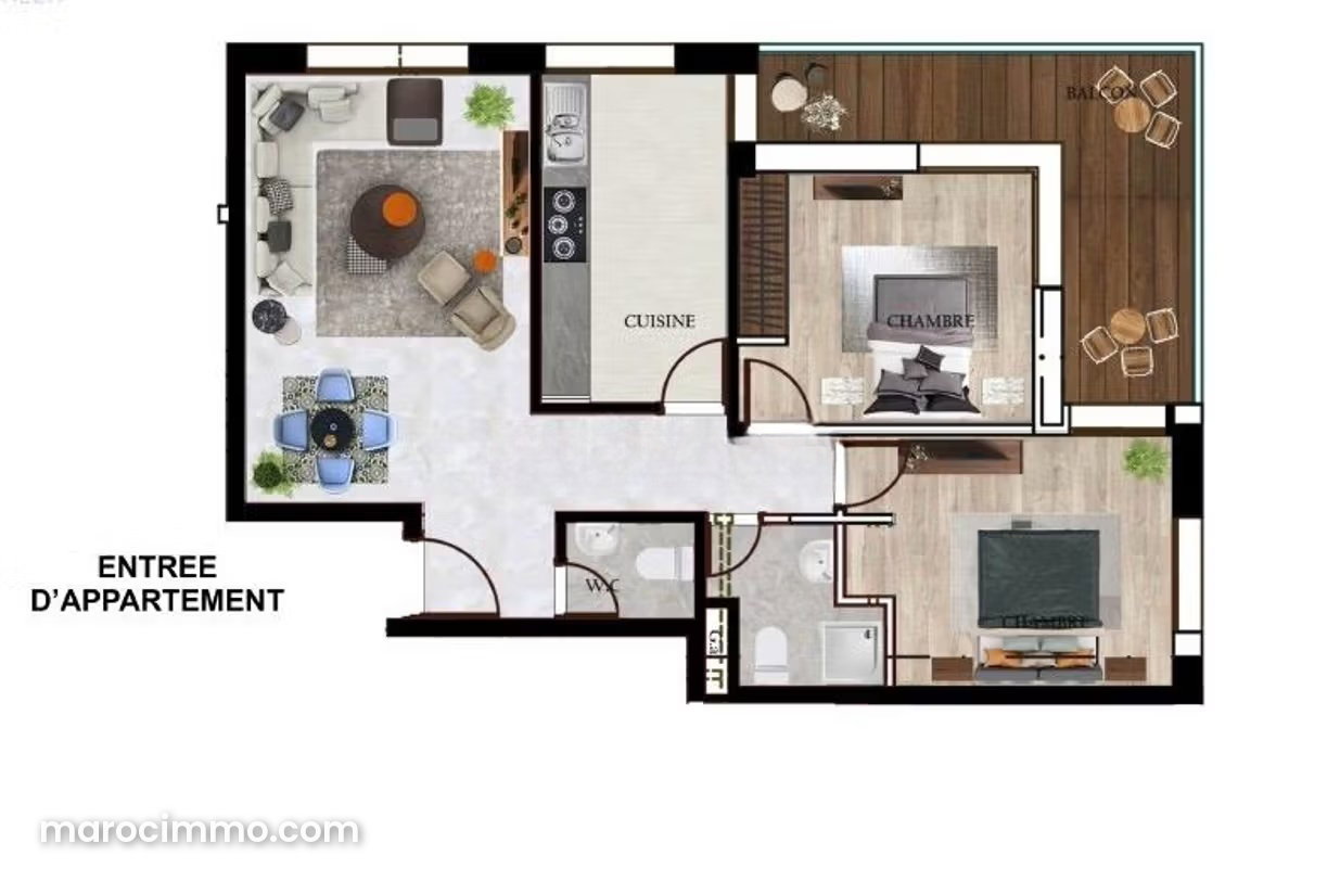 Apartment in a seaside residence in Dar Bouazza with swimming pool — Dar Bouazza