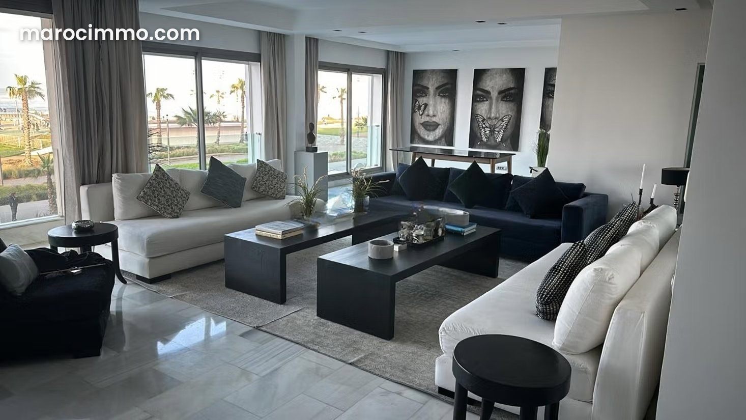 Furnished 153 sqm Apartment with Sea and Hassan II Mosque Views, Anfa, Casablanca — Casablanca