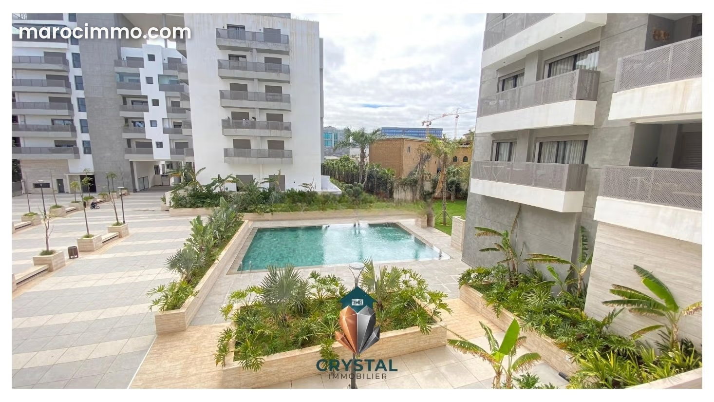 Studio meublé 52 m², terrasse et piscine, Casablanca Finance City — Casablanca