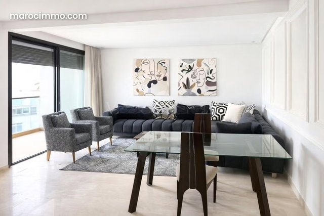 Location superbe appartement meublé 2chambres vue mer étage élevé Ain Diab, Casablanca — 2