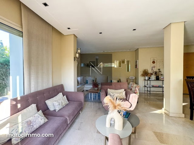 Bel Appartement rez de jardin à vendre à Bouskoura – 3 chambres, jardin arboré, 3 façades, résidence sécurisée avec piscines — 4
