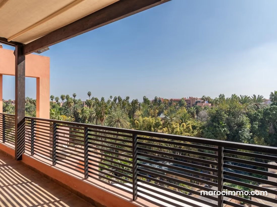 Duplex neuf à Majorelle, Marrakech, terrasse et vue Atlas — Marrakech