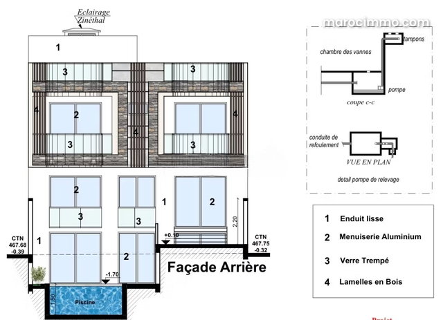 Beau terrain villa à la vente à Route ain Chkaf sans vis à vis. Superficie 271 m² — 4