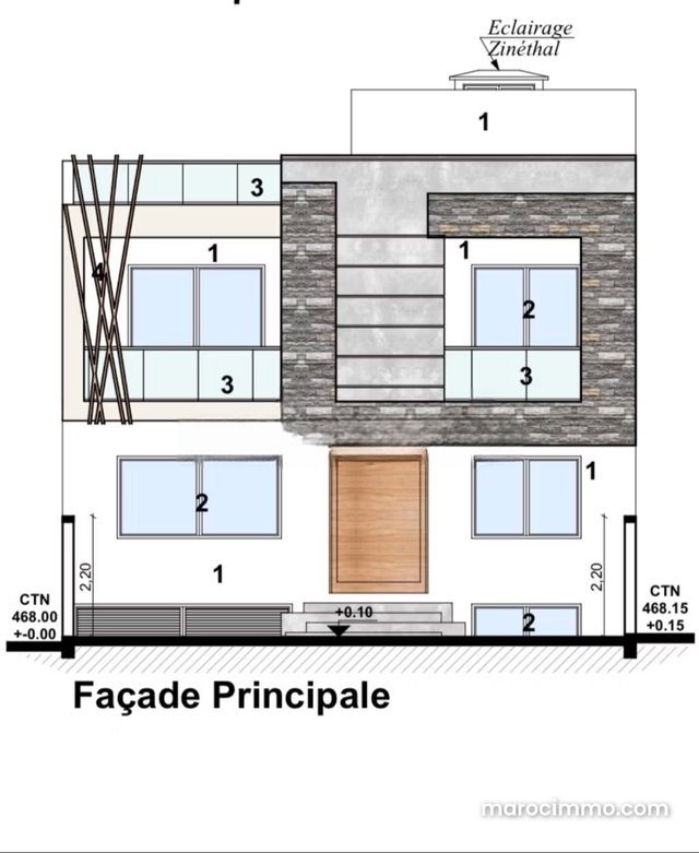 Beau terrain villa à la vente à Route ain Chkaf sans vis à vis. Superficie 271 m² — 3