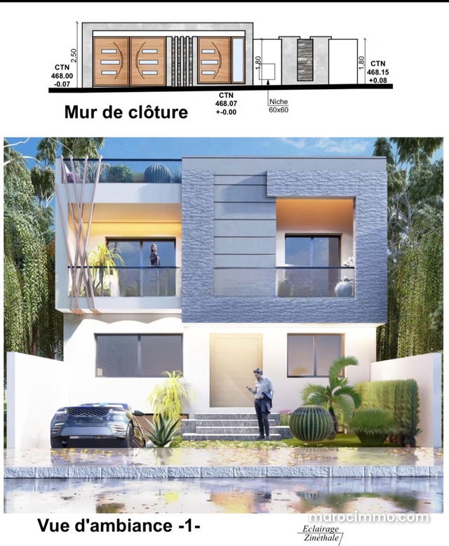 Beau terrain villa à la vente à Route ain Chkaf sans vis à vis. Superficie 271 m² — Fès