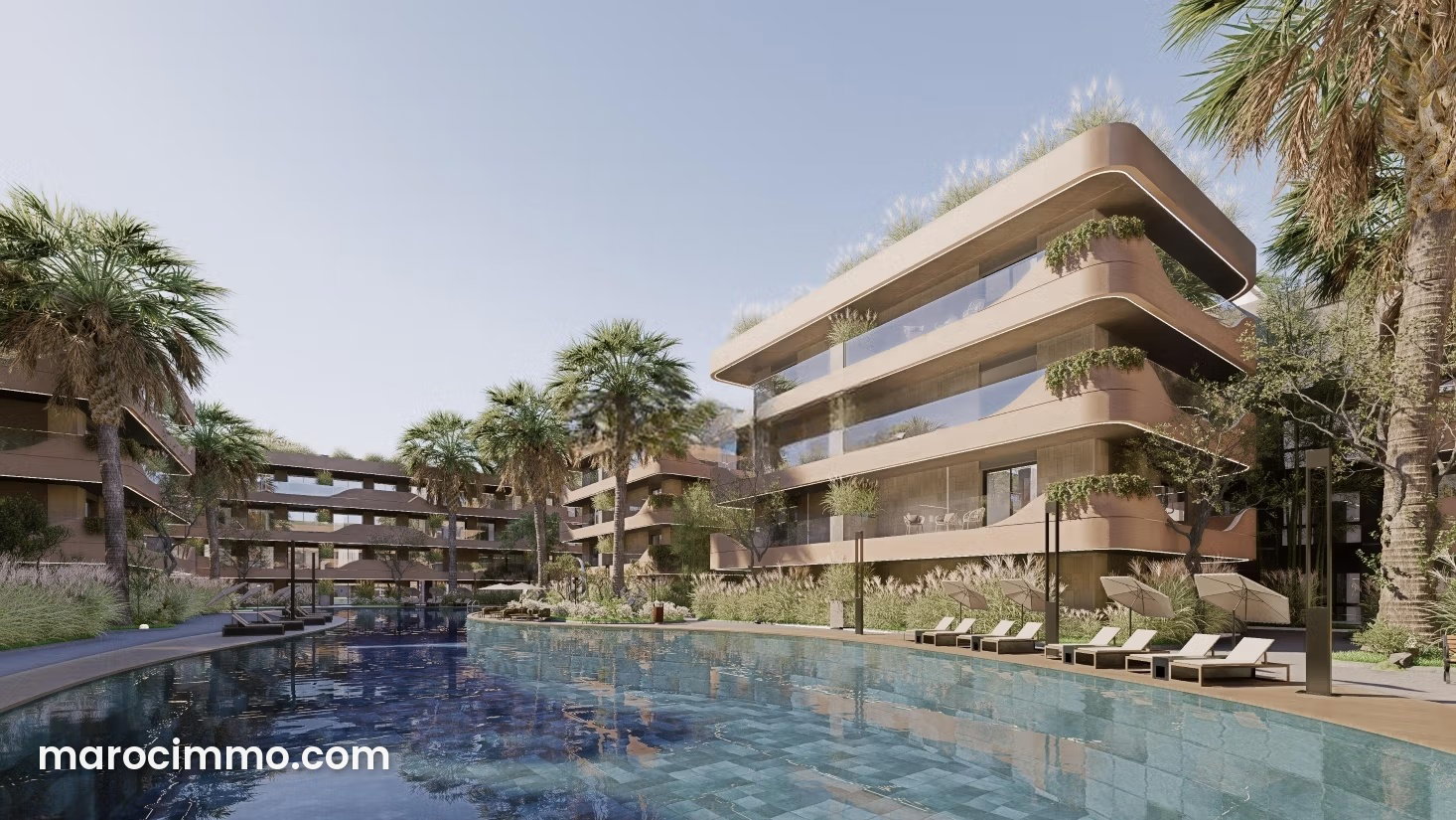 One-bedroom apartment in Guéliz, secure residence with swimming pool — Marrakesh