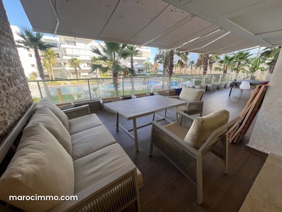 Furnished 3-room apartment, Dar Bouazza, pool view and terrace — Dar Bouazza