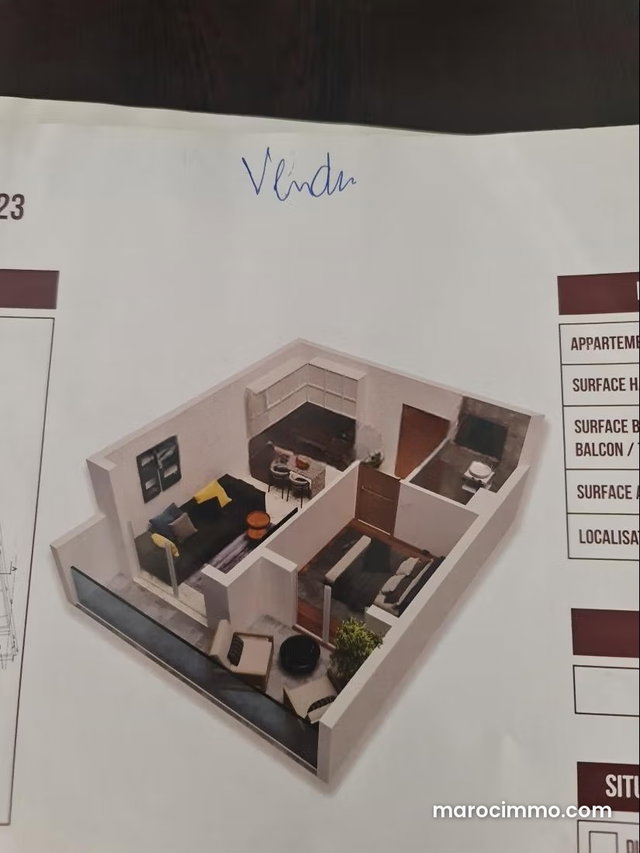 Superbe studio à vendre à Gauthier. Surface de 41 m². Parking et terrasse — 3