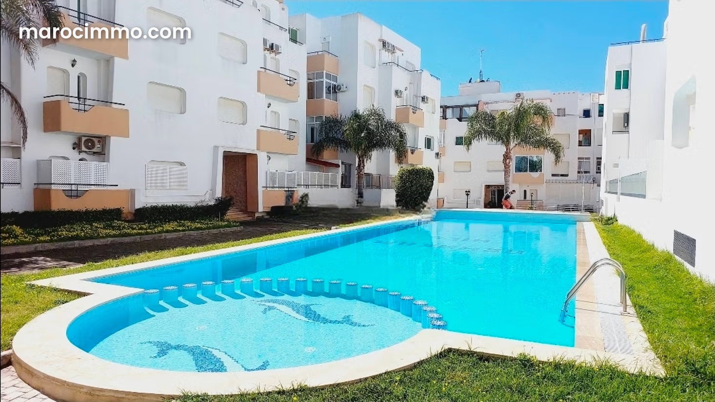 Furnished sea-view apartment in Achakar, Tangier with swimming pool — Tangier