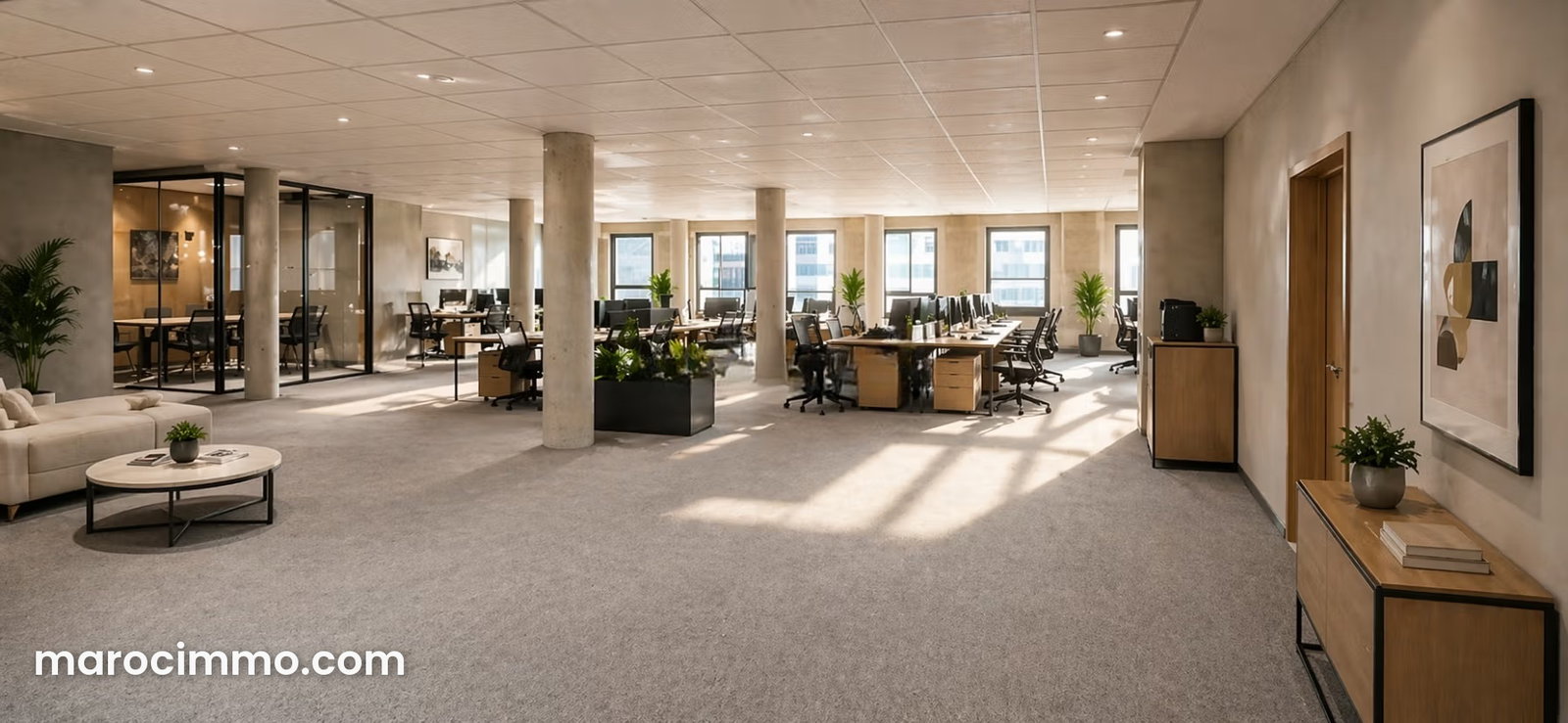 289 m² Office, Racine, Casablanca: Bright Open-Plan Space, Golden Triangle — Casablanca