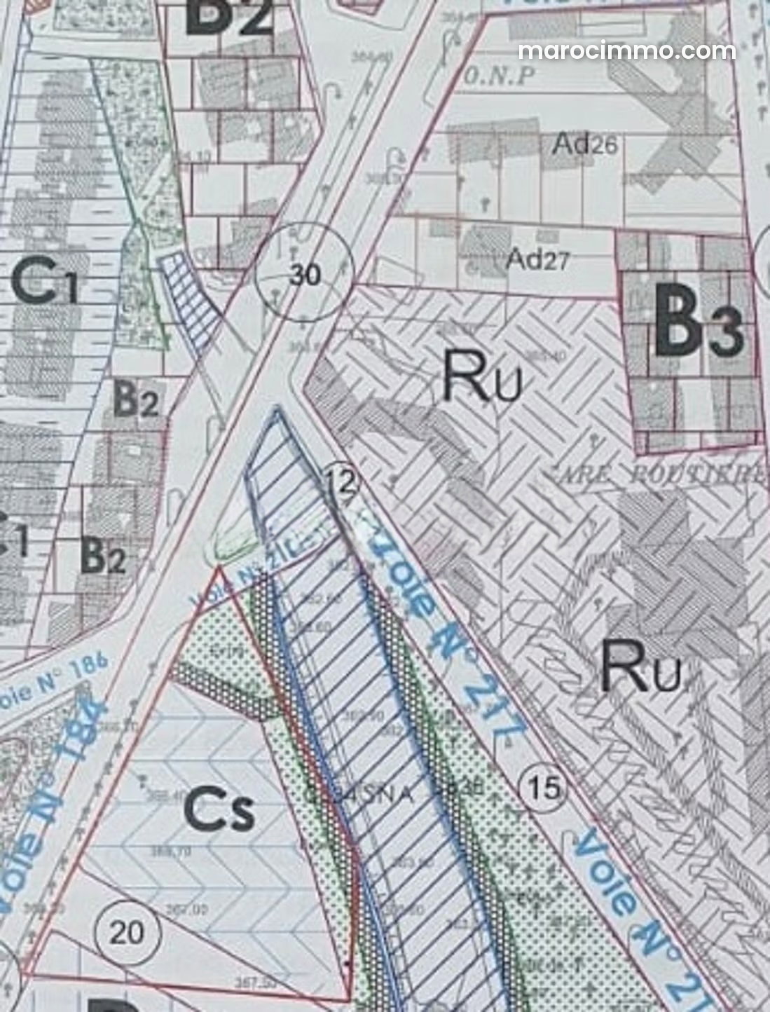 Terrain constructible 7000 m², Settat, R+3 autorisé — Settat