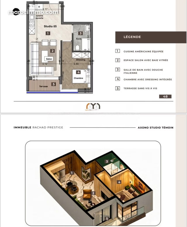 Superbe appartement à vendre à Guéliz. 1 belle chambre. Piscine et air conditionné — 3