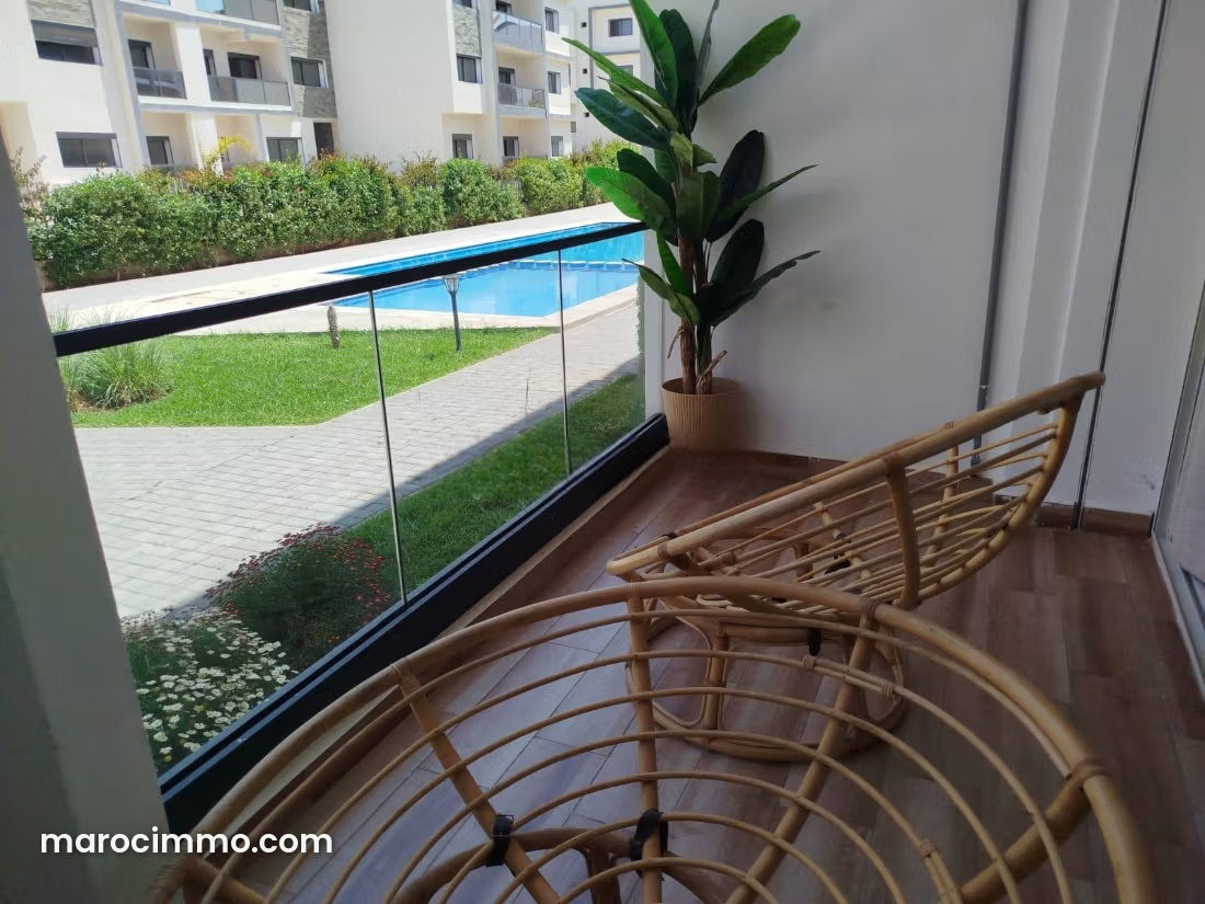 Furnished apartment with garden and swimming pool in Harhoura, Temara — Temara