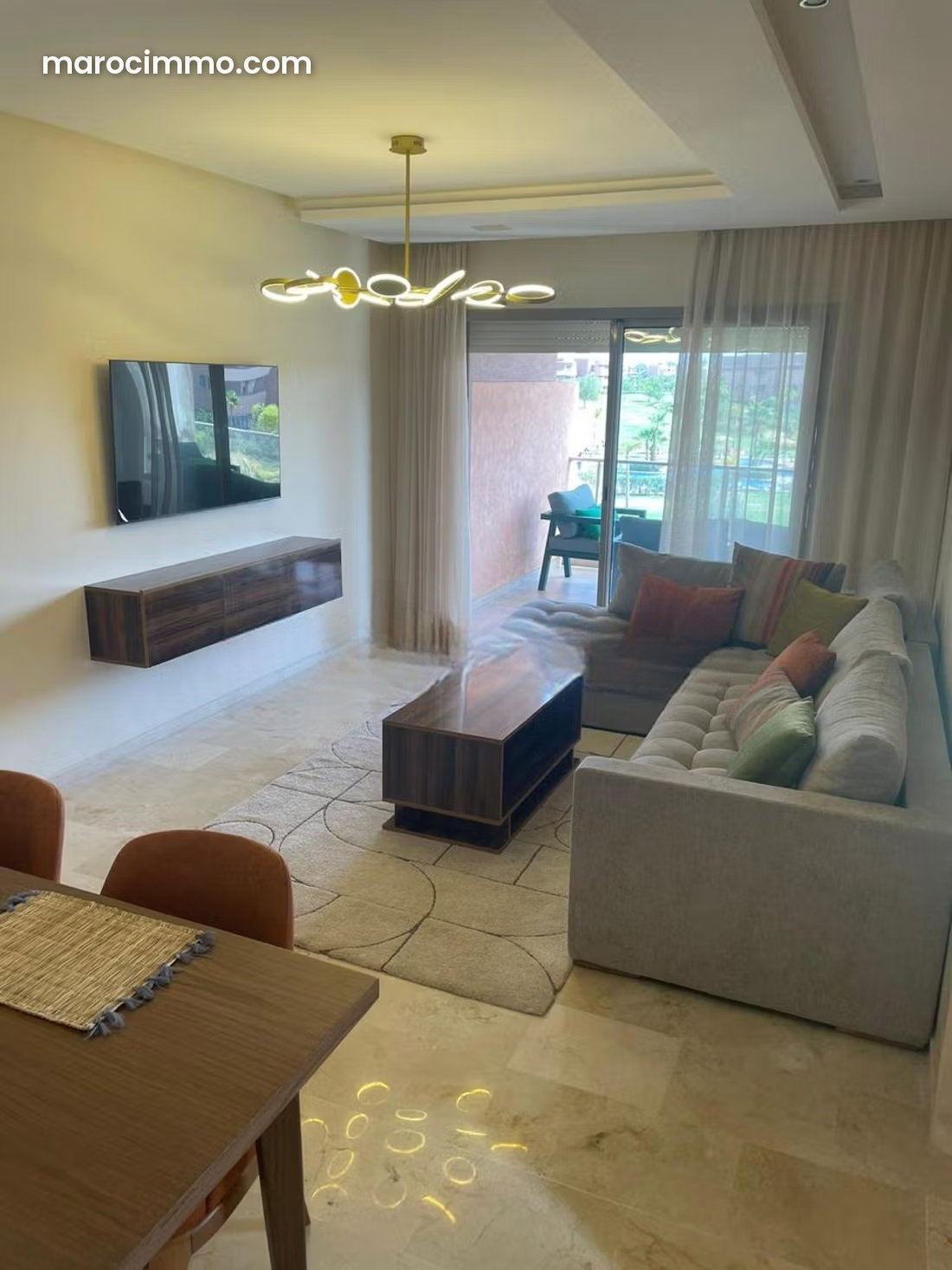 Furnished 3-Bedroom Apartment with Golf Views in Annakhil, Marrakech — Marrakesh