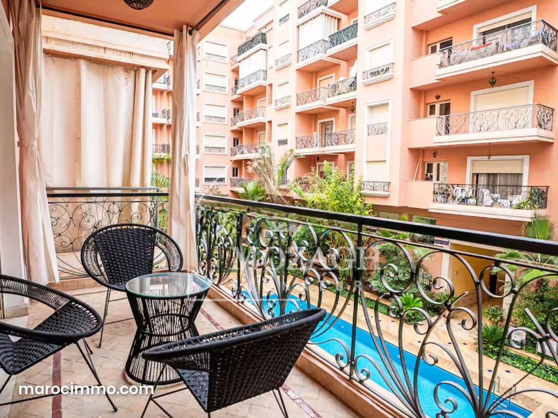 Appartement meublé 130 m², terrasse et piscine, Majorelle — Marrakech
