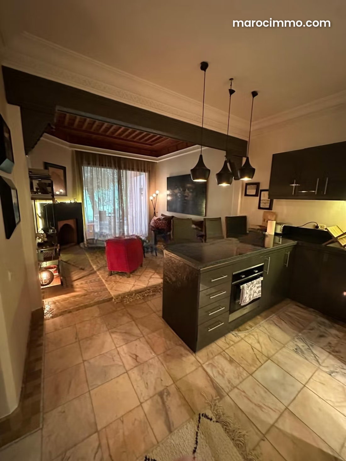 Appartement meublé 80 m², terrasse et cheminée, Palmeraie Marrakech — Marrakech