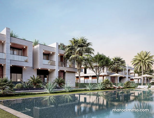 Dans domaine gardé à 10 km de Marrakech, superbe villa neuve avec piscine — Marrakech