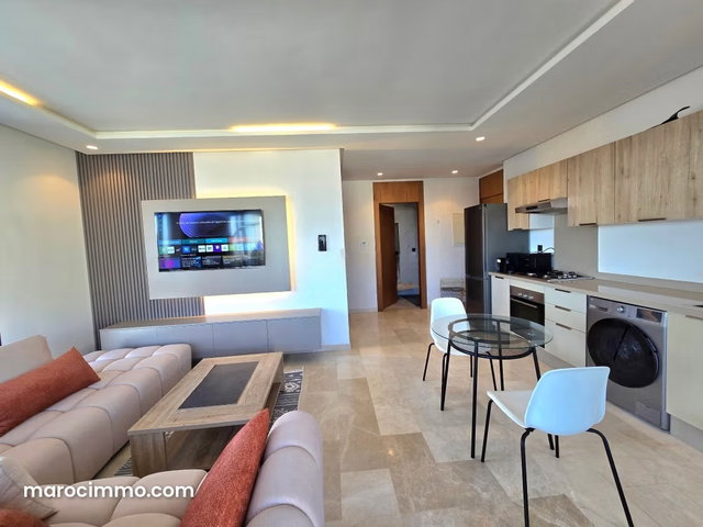 Louez cet appartement à Casablanca Finance City. 2 pièces. Meublé — 3