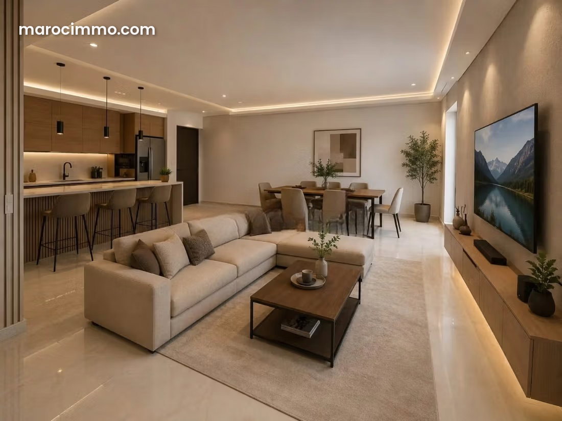 60 m² Apartment, 2 Bedrooms with Garage, Hay Hassani, Tangier — Tangier
