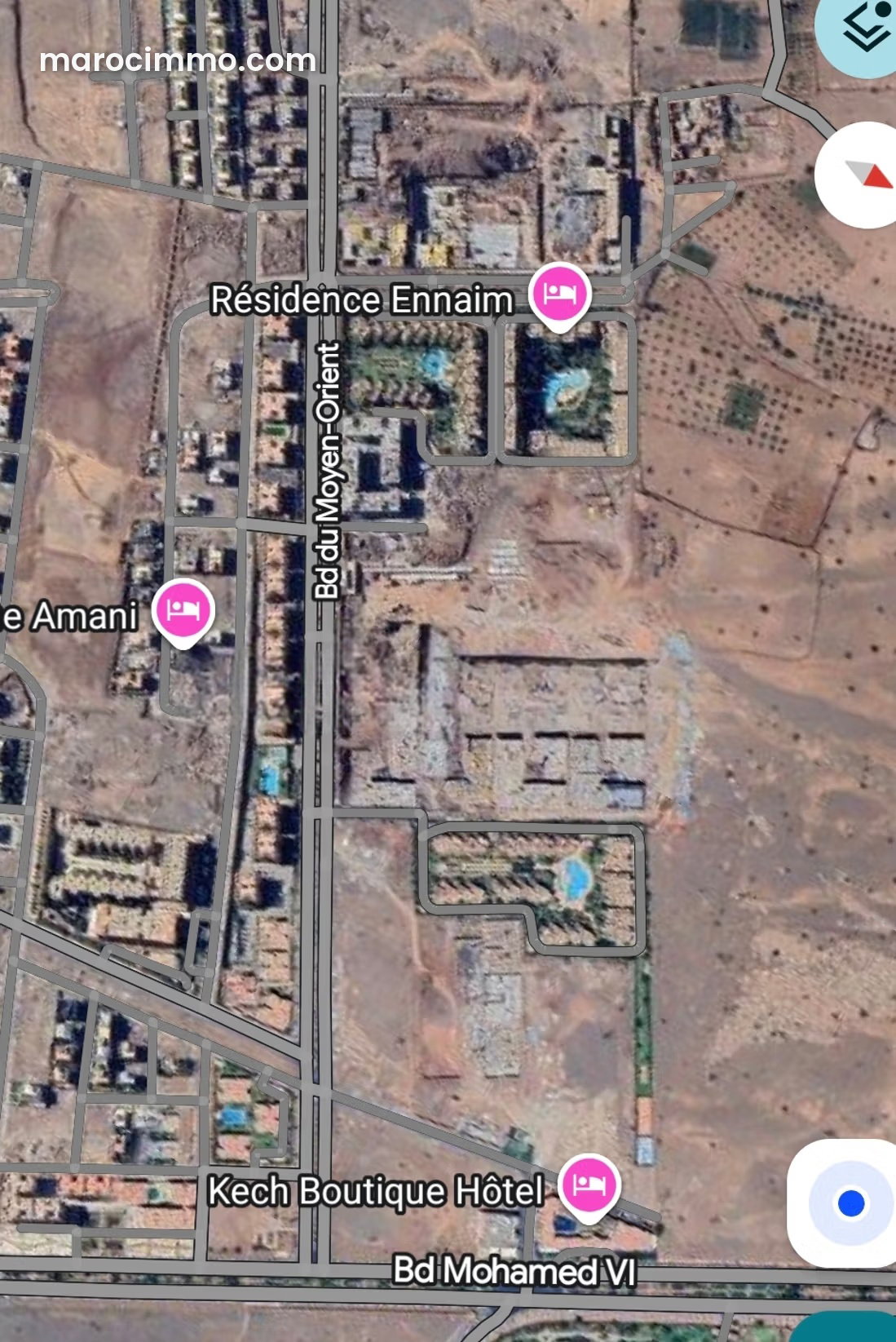 1,400 sqm four-frontage plot for rent in Agdal, Marrakech — Marrakesh