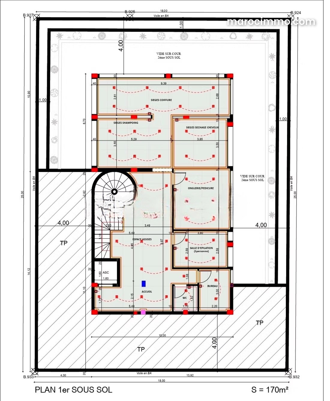 Bureau 340 m² à louer C.I.L, Casablanca, idéal centre bien, être — Casablanca