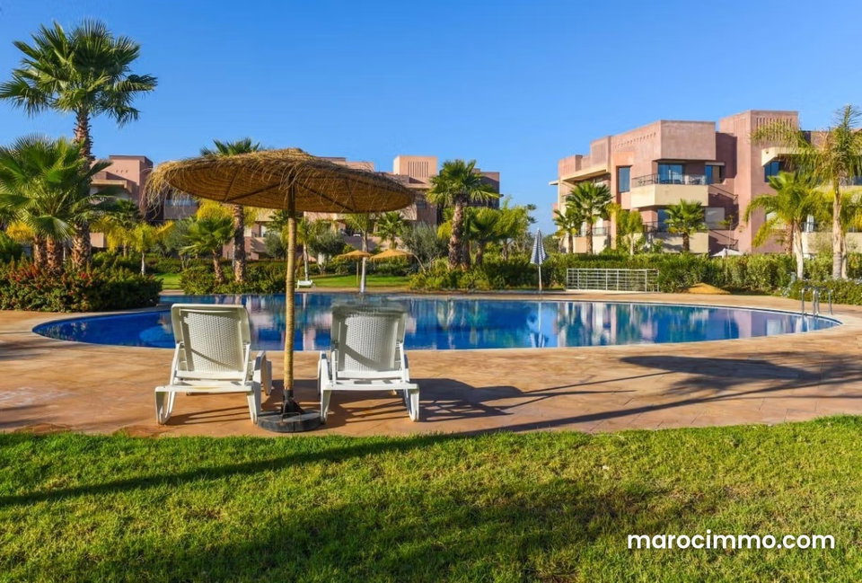 AppartementT4 à louer vide à prestigia Agdal. 3 chambres agréables vue piscine et jardin