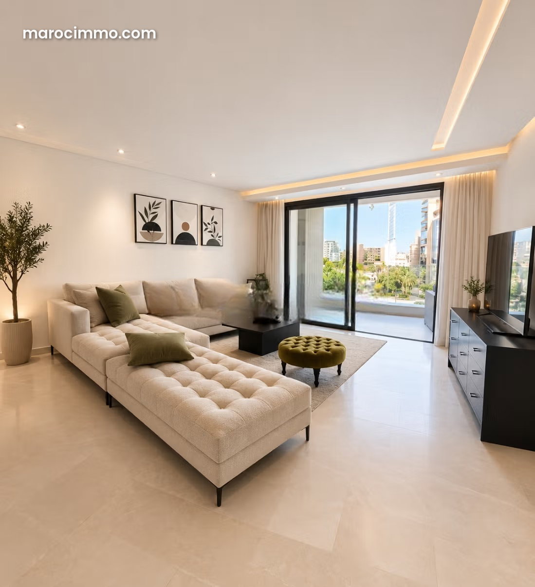 Furnished 100 sqm apartment, Casablanca Finance City, south-facing terrace — Casablanca