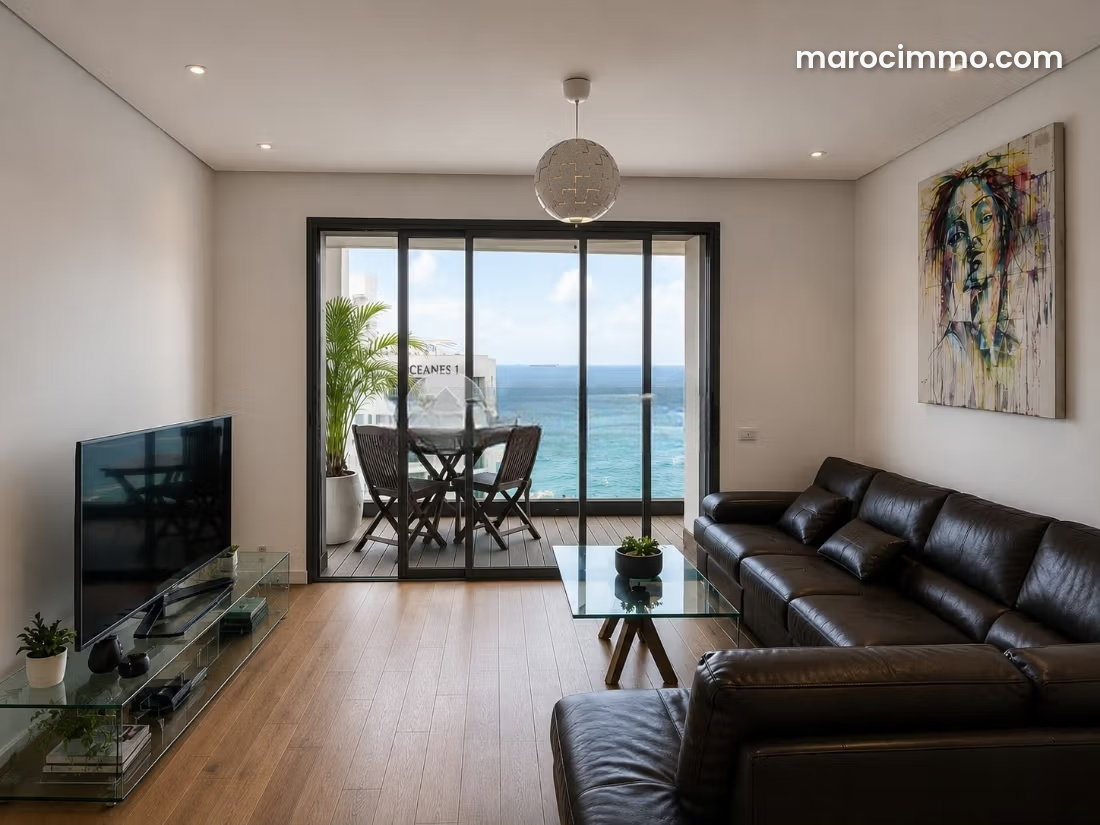 Furnished 67 sqm Studio, Casablanca Marina, 10th Floor with Sea View — Casablanca