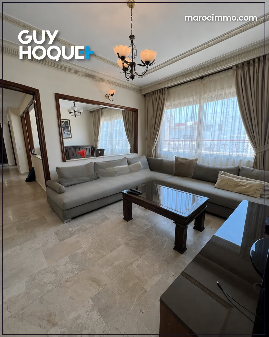 Furnished 100 m² Apartment with Terrace, Quartier des Hôpitaux — Casablanca